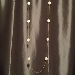 Coin Pearl's and Faux Gold Long Necklace